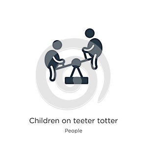 Children on teeter totter icon vector. Trendy flat children on teeter totter icon from people collection isolated on white