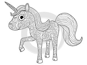 Children Toy unicorn coloring raster for adults