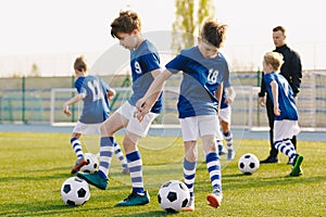 Children on Soccer Training at Field