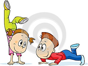 Children Trains - a fun exercise, vector cartoon