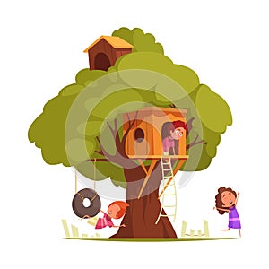 Children Tree House Composition