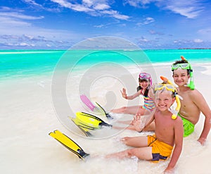 Children on tropical beach