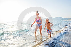 Children at tropical beach