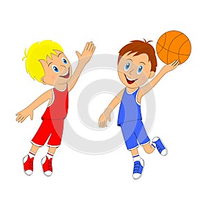 Children,two boys playing basketball