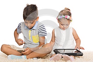 Children use electronic devices