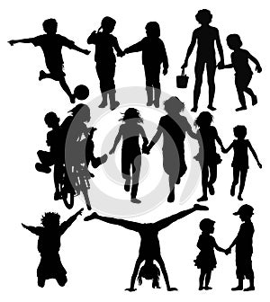 Children Vacation Activity Silhouettes
