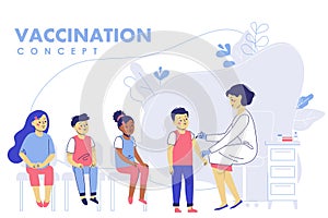 Children vaccination concept for immunity health. Healthcare, medical treatment, prevention and immunize. photo