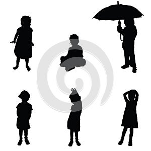 Children vector silhouette illustration