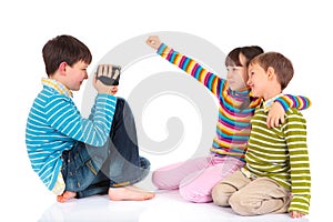 Children with video recorder