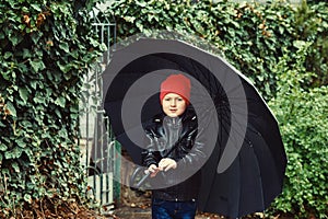 Children walking on a rainy day