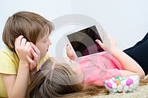 Children watching tablet