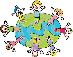 Children Waving Around The World