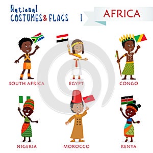 National costumes and flags - Kids of the world - Africa photo