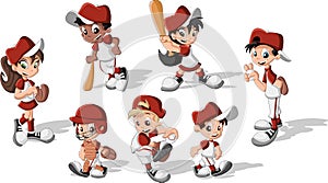 Children wearing baseball uniform