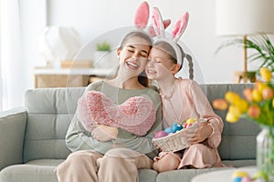 children wearing bunny ears on Easter day