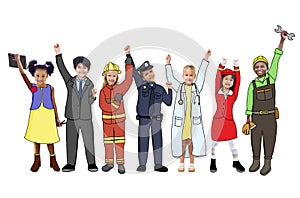 Children Wearing Future Job Uniforms
