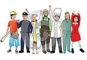 Children Wearing Future Job Uniforms