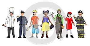 Children Wearing Future Job Uniforms