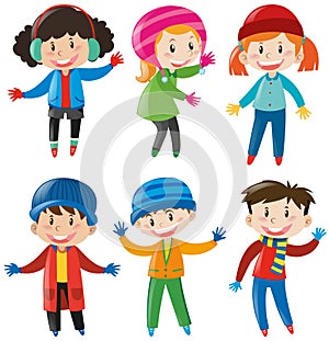 Children in winter clothes