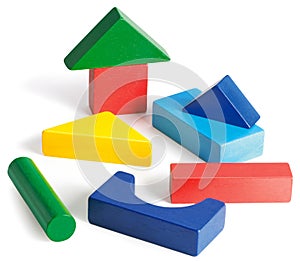 Childrens building blocks on a white background