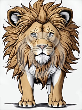 Childrens drawing in the outline style Lion