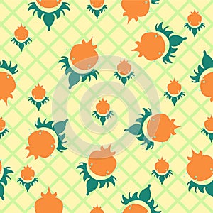 Childrens funny patterns. Seamless abstract pattern on a beige light background. Green and orange element and turquoise