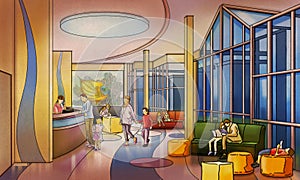 Childrens Hospital Reception Digital Illustration