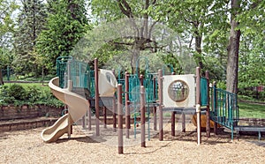 Childrens Playground Equipment in Nature Setting photo