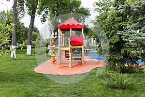 Childrens playground area in city park
