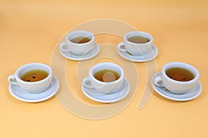 Childrens tea set on a white background