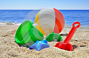 Childrens toys on the beach