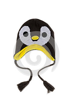 Childrens warm hat with animal muzzle pattern