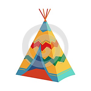 Childrens Wigwam, Tipi, Teepee, Traditional Wild West Cowboys and Indians Indoor, Outdoor Play Tent for Garden Game. Vector