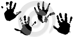 Childrenâ€™s watercolor handprints vector illustration. Imprints of hands of baby boys