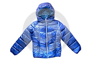 Childrenâ€™s winter jacket. Stylish childrenâ€™s blue warm down