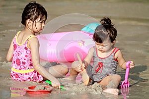 Childs on the beach