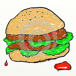 Childs burger drawing