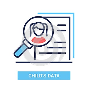Childs data - vector line design single isolated icon