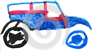 Childs drawing - blue-red car