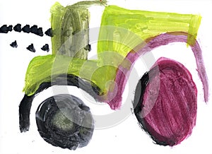 Childs drawing - green car