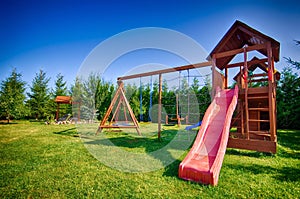 Childs slide and swings