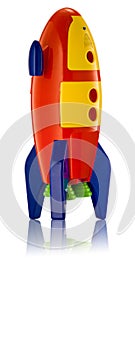 Childs toy rocket on white background