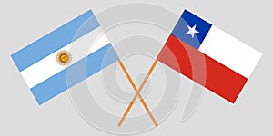 Chile and Argentina. Chilean and Argentinean flags