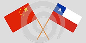 Chile and China. The Chilean and Chinese flags. Official colors. Correct proportion. Vector