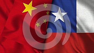 Chile and China Flag -- 3D illustration Flags