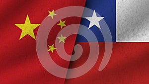 Chile and China Realistic Two Flags Together