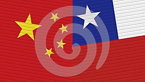 Chile and China Two Half Flags Together