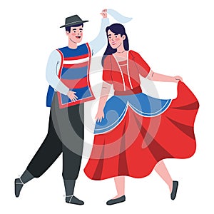 chile cueca dancers isolated
