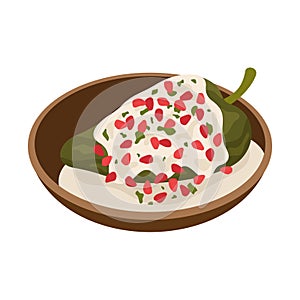 Chile en Nogada Mexican food vector illustration. Mexican cuisine.