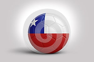 Chile flag on ball, 3d rendering. Soccer ball in 3d illustration.